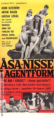 Åsa-Nisse i agentform 1967 poster John Elfström Artur Rolén Brita Öberg Anna Öst Mikael Ramel Steampacket Arne Stivell Hitta mer: Åsa-Nisse Agenter Damer