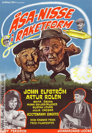 Åsa-Nisse i raketform 1966 movie poster John Elfström Artur Rolén Gustaf Lövås Brita Öberg Jokkmokks-Jocke Hootenanny Singers Gustaf Lövås Ragnar Frisk Poster artwork: Walter Bjorne Find more: Åsa-Nisse Cult movies