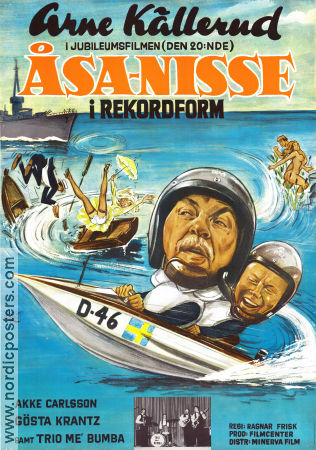 Åsa-Nisse i rekordform 1969 movie poster Arne Källerud Akke Carlsson Gösta Krantz Trio me Bumba Ragnar Frisk Find more: Åsa-Nisse Ships and navy Poster artwork: Walter Bjorne