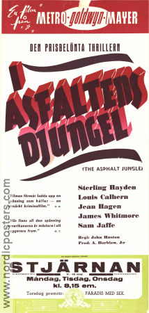 The Asphalt Jungle 1950 movie poster Sterling Hayden Louis Calhern Jean Hagen John Huston Film Noir