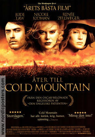 Cold Mountain 2003 movie poster Jude Law Nicole Kidman Renée Zellweger Anthony Minghella