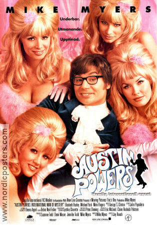 Austin Powers: International Man of Mystery 1997 movie poster Mike Myers Elizabeth Hurley Michael York Jay Roach Ladies Agents