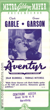 Adventure 1945 movie poster Clark Gable Greer Garson Joan Blondell Victor Fleming