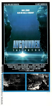 Avgrunden 1989 poster Ed Harris Michael Biehn Mary Elizabeth Mastrantonio James Cameron