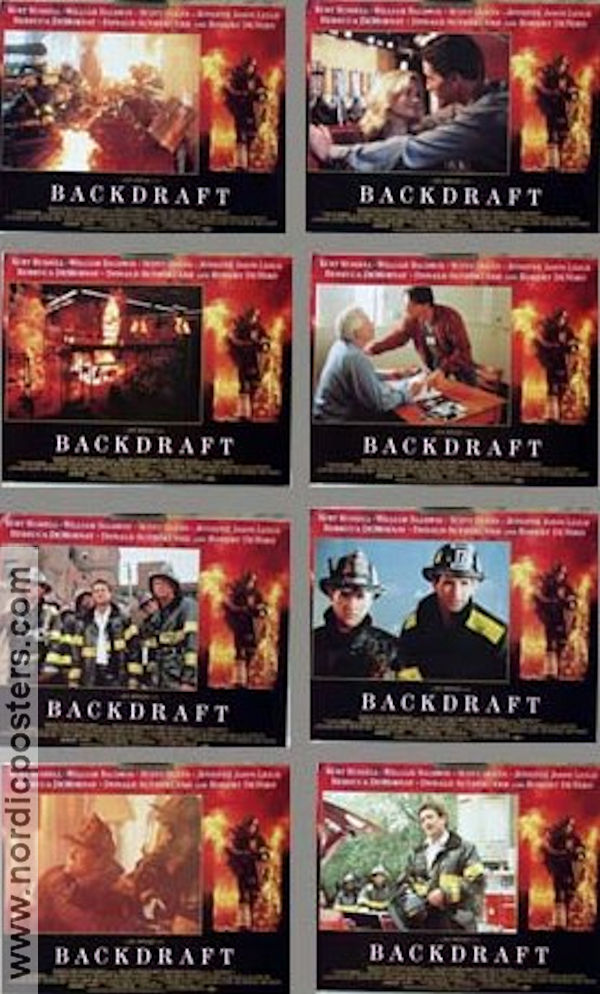 Backdraft 1991 lobbykort Kurt Russell Robert De Niro Rebecca de Mornay Brand