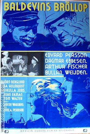Baldevins bröllop 1938 movie poster Edvard Persson Arthur Fischer Dagmar Ebbesen Gideon Wahlberg
