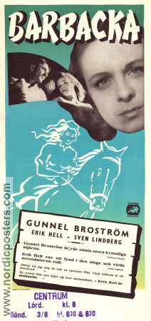 Barbacka 1946 movie poster Gunnel Broström Douglas Håge Erik Hell Bengt Ekerot Horses