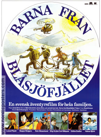 Barna från Blåsjöfjället 1980 movie poster Anders Edvinsson Carina Linder Jonas Sima Poster artwork: Cecilia Torudd Winter sports Mountains