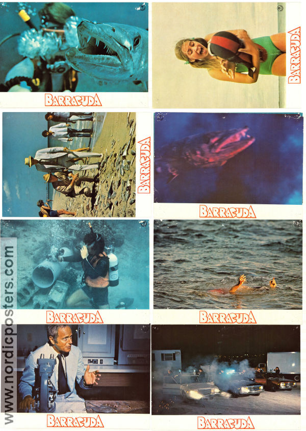 Barracuda 1978 lobby card set Wayne Crawford Jason Evers Roberta Leighton Harry Kerwin Fish and shark Diving