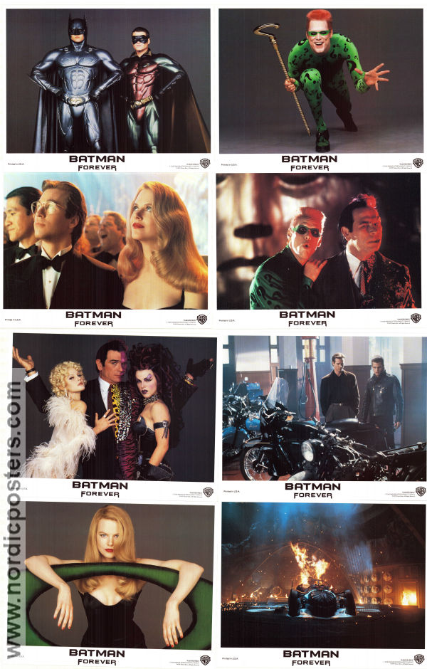 Batman Forever 1995 lobby card set Val Kilmer Jim Carrey Tommy Lee Jones Nicole Kidman Tim Burton Find more: Batman Find more: DC Comics