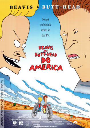 Beavis and Butt-Head do America 1996 movie poster Bruce Willis Mike Judge Production: MTV Animation Motorcycles From TV