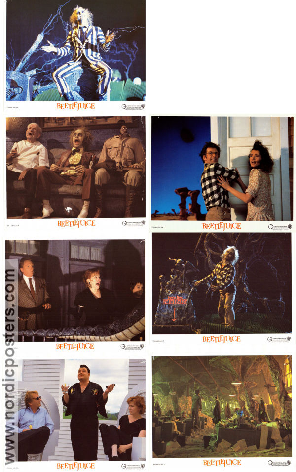 Beetlejuice 1988 lobby card set Michael Keaton Geena Davis Winona Ryder Tim Burton