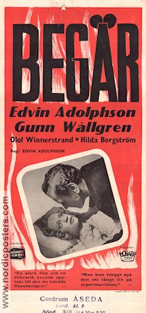 Begär 1947 poster Gunn Wållgren Carl Deurell Edvin Adolphson