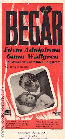 Begär 1947 movie poster Gunn Wållgren Carl Deurell Edvin Adolphson