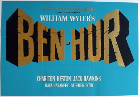 Ben-Hur 1959 movie poster Charlton Heston Jack Hawkins Stephen Boyd William Wyler Sword and sandal
