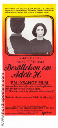 L´histoire d´Adele H 1975 movie poster Isabelle Adjani Bruce Robinson Sylvia Marriott Francois Truffaut