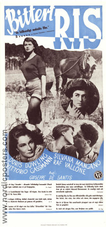 Riso Amaro 1949 movie poster Silvana Mangano Vittorio Gassman Doris Dowling Giuseppe De Santis