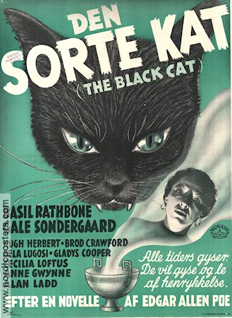 The Black Cat 1941 movie poster Basil Rathbone Gale Sondergaard Alan Ladd Bela Lugosi Writer: Edgar Allan Poe