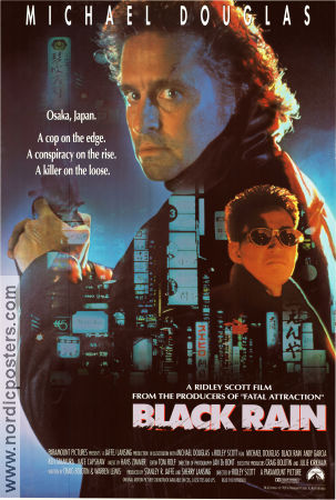 Black Rain 1989 movie poster Michael Douglas Andy Garcia Ken Takakura Ridley Scott Asia Mafia