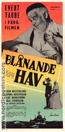 Blånande hav 1956 movie poster Evert Taube Catrin Westerlund Kristina Adolphson Olof Bergström Gunnar Skoglund