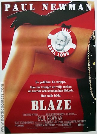 Blaze 1989 movie poster Paul Newman Lolita Davidovich Jerry Hardin Ron Shelton Ladies