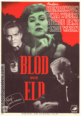 Blod och eld 1945 poster Sonja Wigert Anders Henrikson George Fant Inge Waern Anders Henrikson