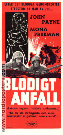 Blodigt anfall 1956 poster John Payne Mona Freeman Allan Dwan Krig