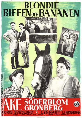 Blondie Biffen och Bananen 1952 movie poster Åke Söderblom Åke Grönberg Doris Svedlund Lars-Eric Kjellgren Find more: Biffen och Bananen Horses From comics