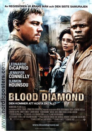 Blood Diamond 2006 poster Leonardo DiCaprio Jennifer Connelly Djimon Hounsou