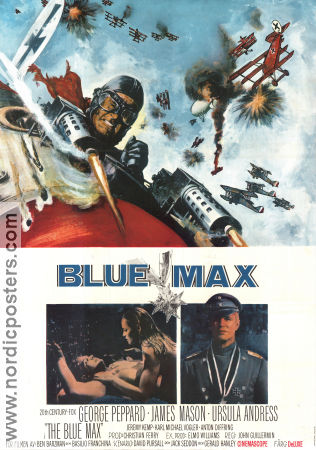 Blue Max 1966 movie poster George Peppard James Mason Ursula Andress John Guillermin War Planes