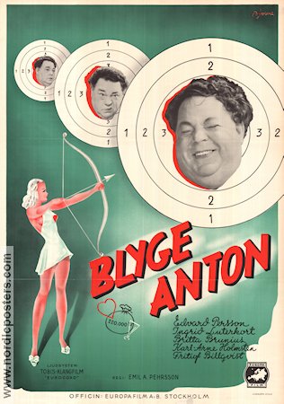 Blyge Anton 1940 movie poster Edvard Persson Ingrid Luterkort Britta Brunius Emil A Lingheim