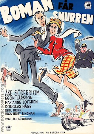 Boman får snurren 1949 movie poster Egon Larsson Marianne Löfgren Douglas Håge Åke Söderblom Motorcycles