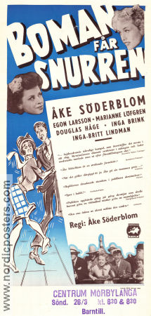 Boman får snurren 1949 movie poster Egon Larsson Marianne Löfgren Douglas Håge Åke Söderblom Motorcycles