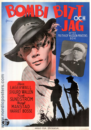 Bombi Bitt och jag 1936 movie poster Sture Lagerwall Sigurd Wallén Harriet Bosse Gösta Rodin Writer: Fritiof Nilsson Piraten Find more: Skåne Eric Rohman art