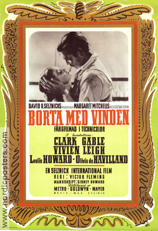 Gone with the Wind 1939 movie poster Vivien Leigh Clark Gable Leslie Howard Olivia de Havilland Victor Fleming Writer: Margaret Mitchell Romance