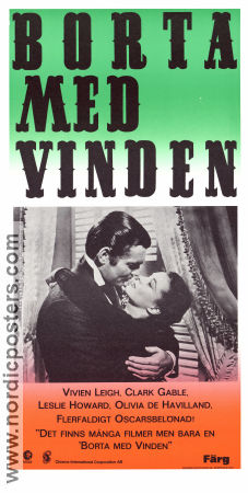 Gone with the Wind 1939 movie poster Vivien Leigh Clark Gable Leslie Howard Olivia de Havilland Victor Fleming Writer: Margaret Mitchell Romance