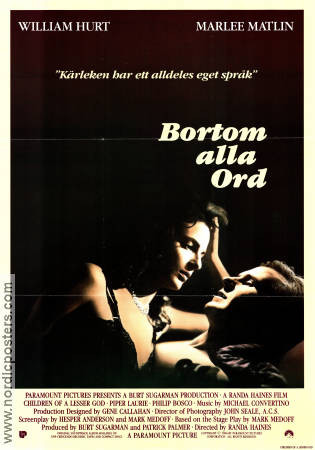 Bortom alla ord 1986 poster William Hurt Marlee Matlin Piper Laurie Randa Haines