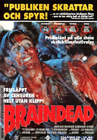 Dead Alive 1992 movie poster Timothy Balme Diana Penalver Elizabeth Moody Peter Jackson Country: New Zealand Cult movies