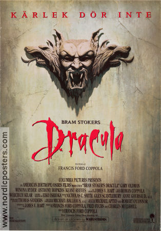 Bram Stoker´s Dracula 1992 movie poster Gary Oldman Winona Ryder Anthony Hopkins Keanu Reeves Tom Waits Richard E Grant Cary Elwes Francis Ford Coppola