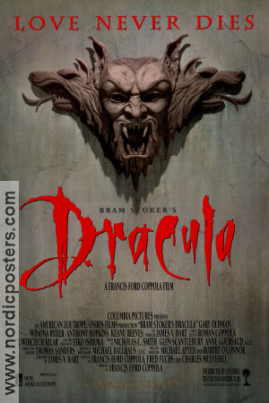 Bram Stoker´s Dracula 1992 movie poster Gary Oldman Winona Ryder Anthony Hopkins Keanu Reeves Tom Waits Richard E Grant Cary Elwes Francis Ford Coppola