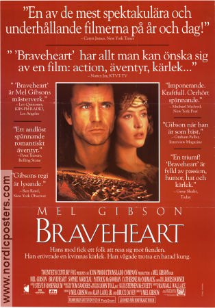Braveheart 1995 movie poster Sophie Marceau Patrick McGoohan Catherine McCormack Mel Gibson
