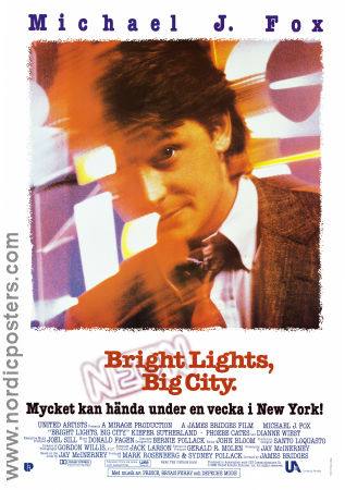 Bright Lights Big City 1988 poster Michael J Fox Kiefer Sutherland Phoebe Cates James Bridges