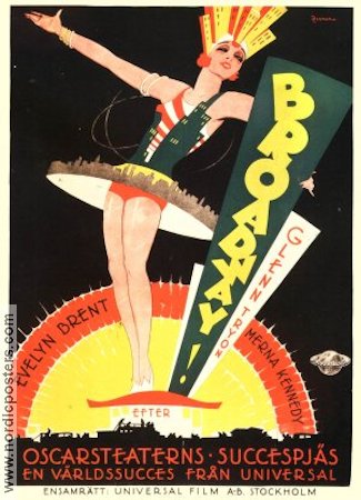 Broadway 1929 poster Glenn Tryon Evelyn Brent