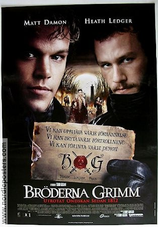 The Brothers Grimm 2005 movie poster Matt Damon Heath Ledger Terry Gilliam