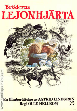 The Brothers Lionheart 1977 movie poster Lars Söderdahl Staffan Götestam Allan Edwall Olle Hellbom Writer: Astrid Lindgren