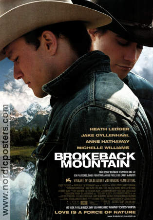 Brokeback Mountain 2005 movie poster Heath Ledger Jake Gyllenhaal Michelle Williams Ang Lee Mountains