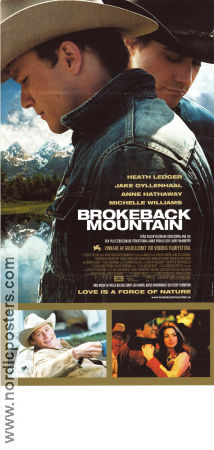 Brokeback Mountain 2005 movie poster Heath Ledger Jake Gyllenhaal Michelle Williams Ang Lee Mountains