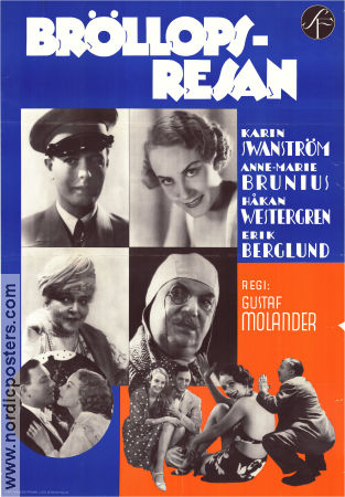 Bröllopsresan 1936 movie poster Karin Swanström Håkan Westergren Edvin Adolphson Anne-Marie Brunius Karin Swanström Gustaf Molander Travel