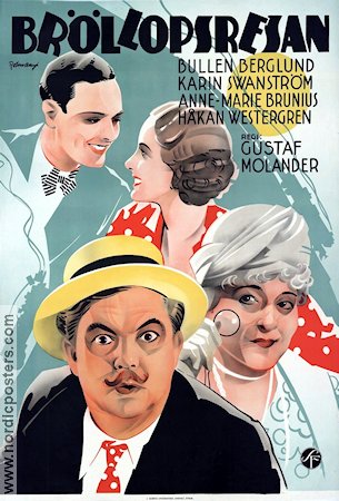 Bröllopsresan 1936 movie poster Karin Swanström Håkan Westergren Edvin Adolphson Anne-Marie Brunius Karin Swanström Gustaf Molander Travel