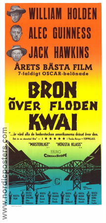 Bron över floden Kwai 1957 poster William Holden Alec Guinness Jack Hawkins David Lean Krig Broar